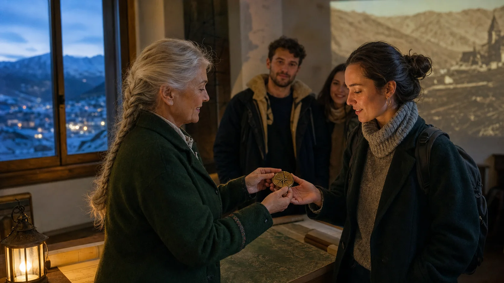 Una cartografa affida la StoryKey alla visitatrice che sarà protagonista del viaggio