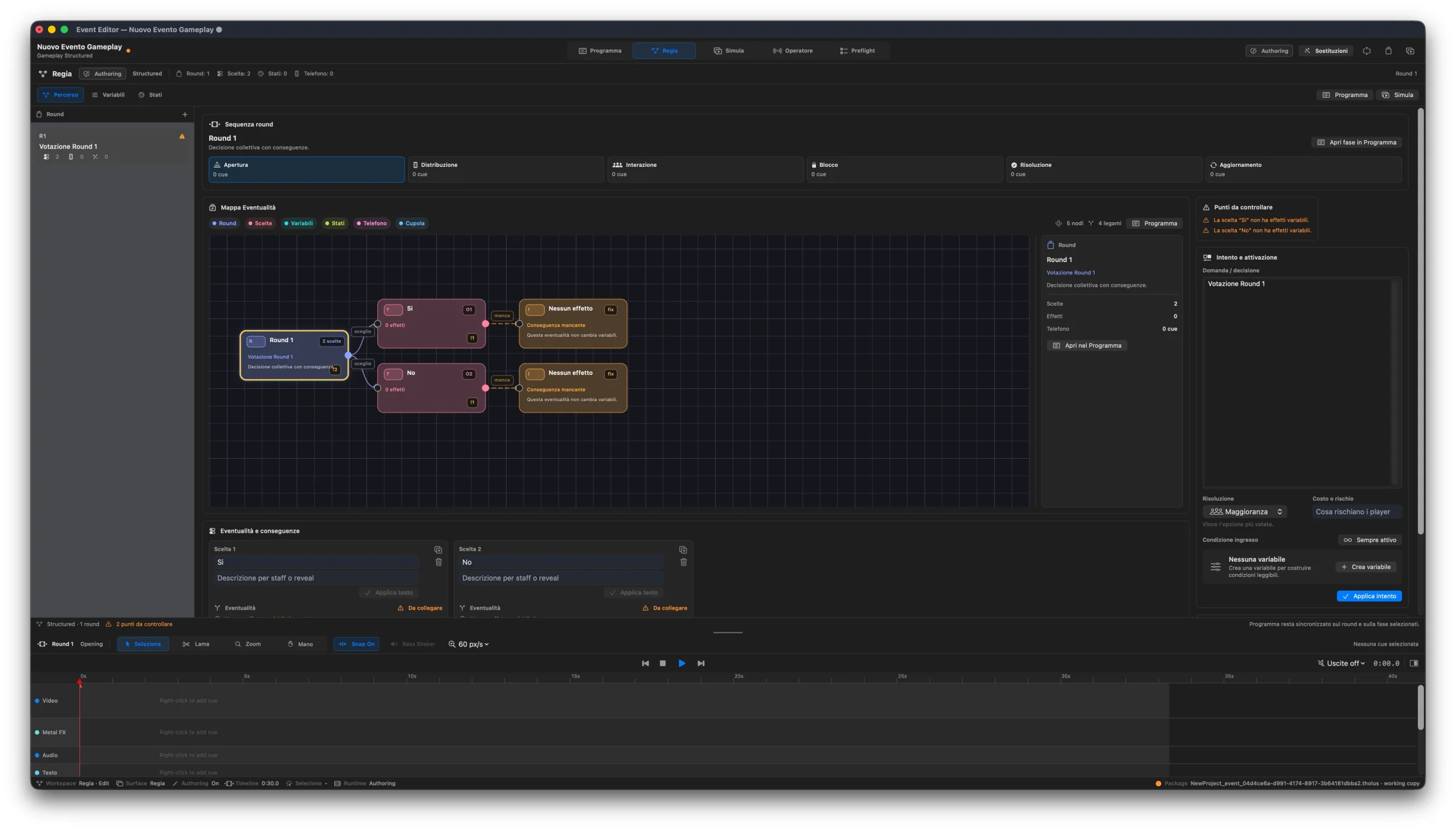 Editor visuale degli eventi interattivi di TholusOS