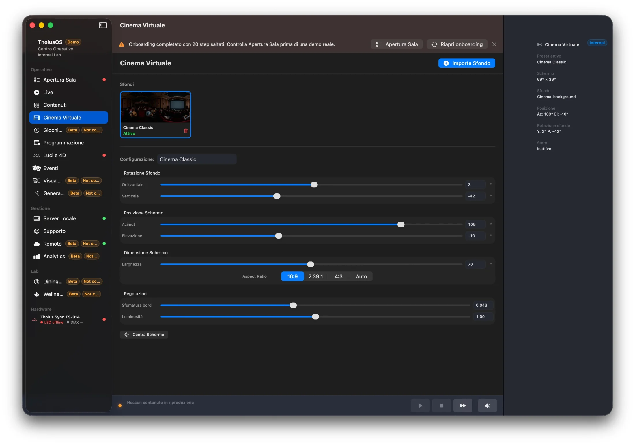 Configurazione Cinema Virtuale in TholusOS