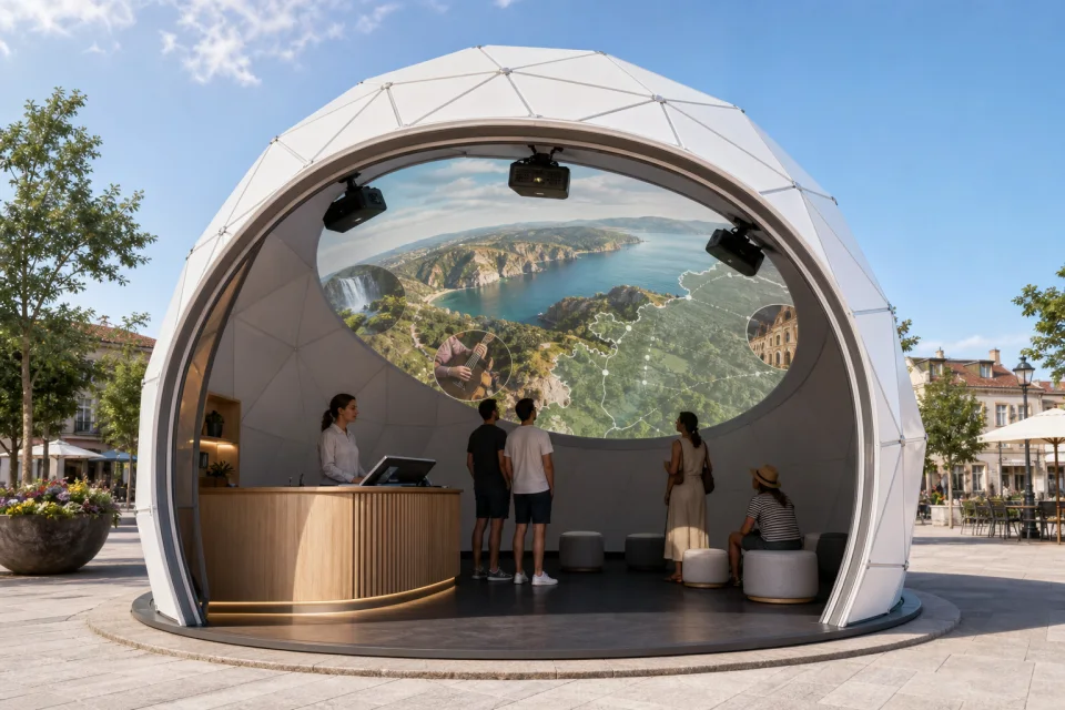 Info Dome con proiezione fulldome e banco informazioni